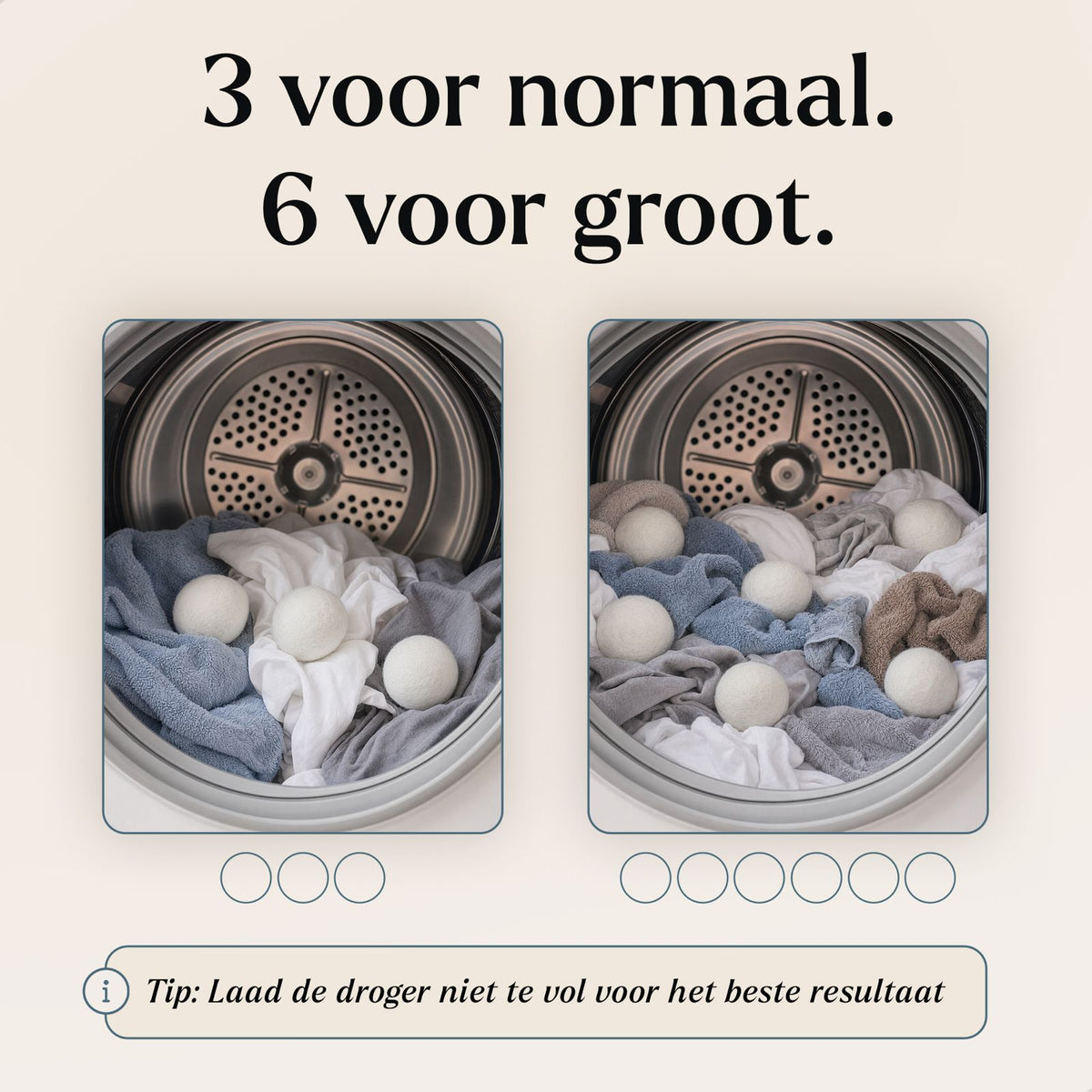 Drogerballen van Wol - 6 stuks