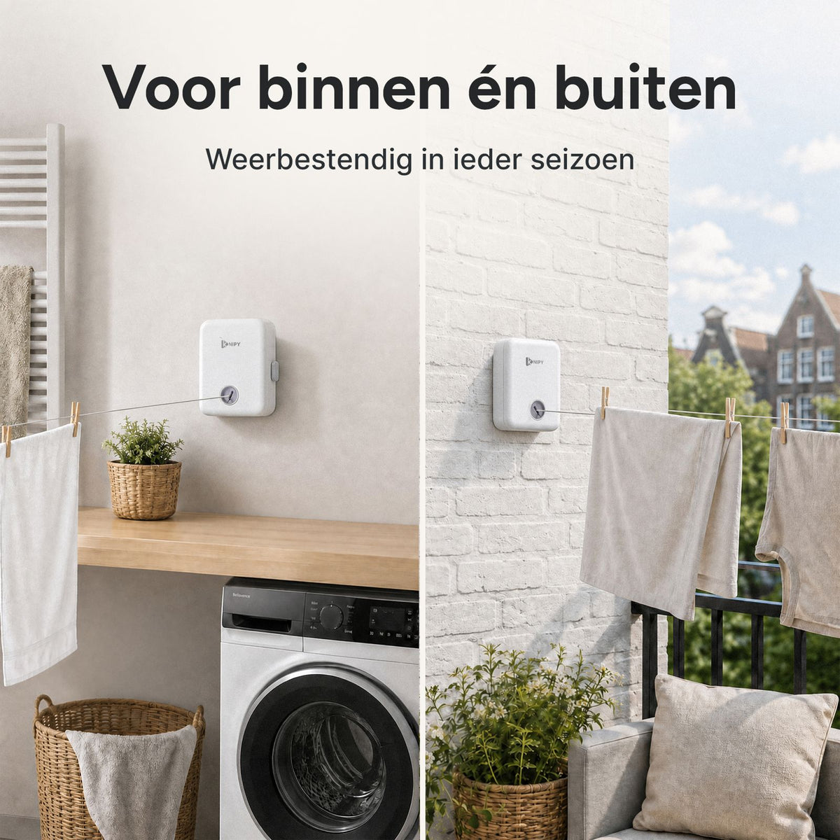 Uittrekbare waslijn - 4,3m Wit