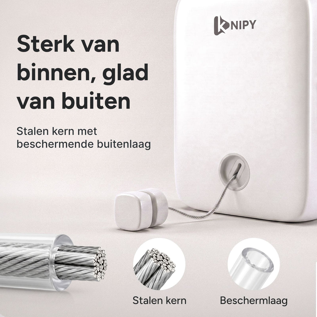 Uittrekbare waslijn - 4,3m Wit