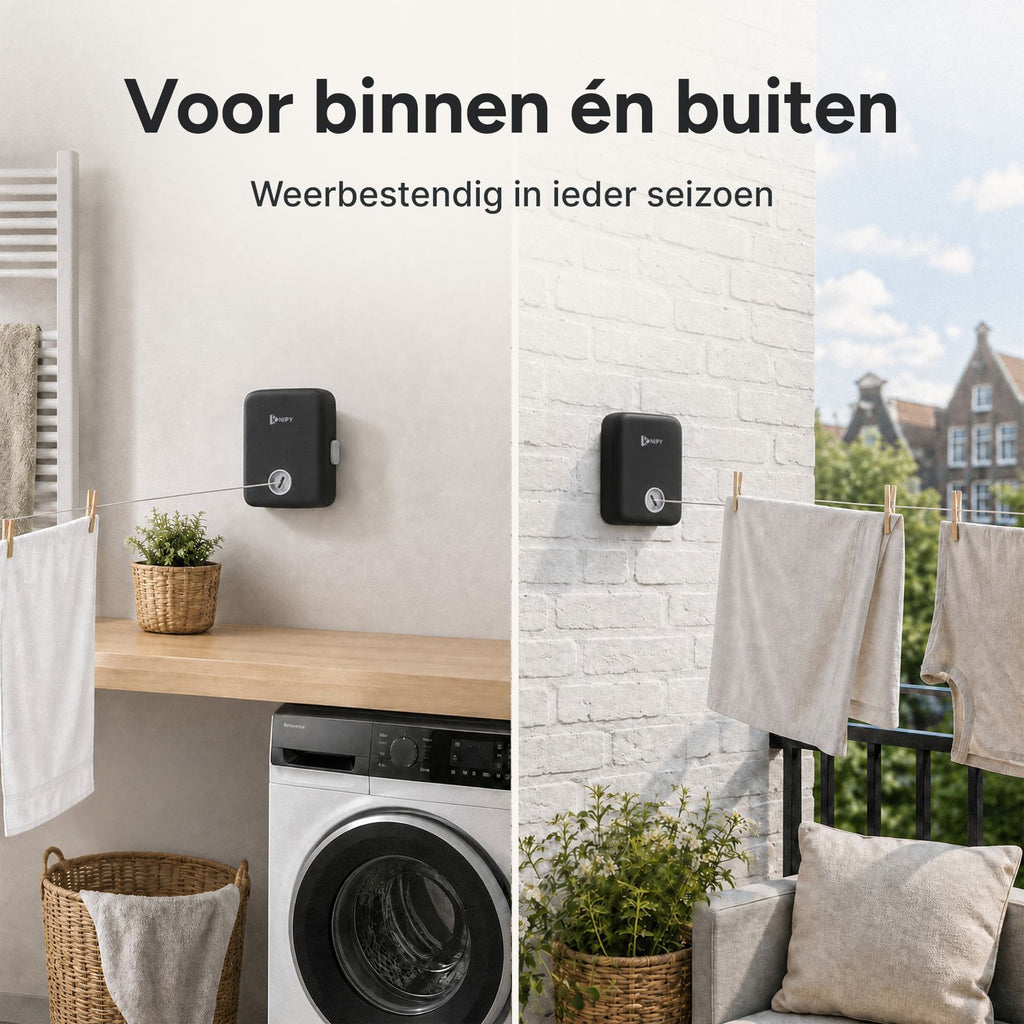 Uittrekbare waslijn - 4,3m Zwart