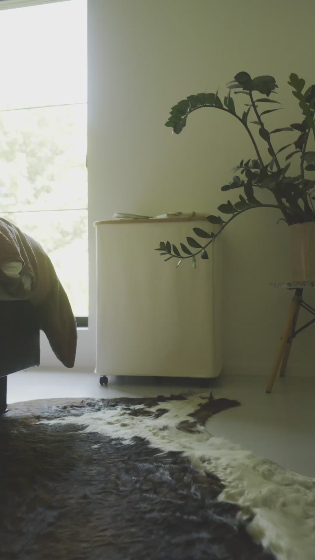 Wasmand 2 Vakken op wielen - 140L Beige