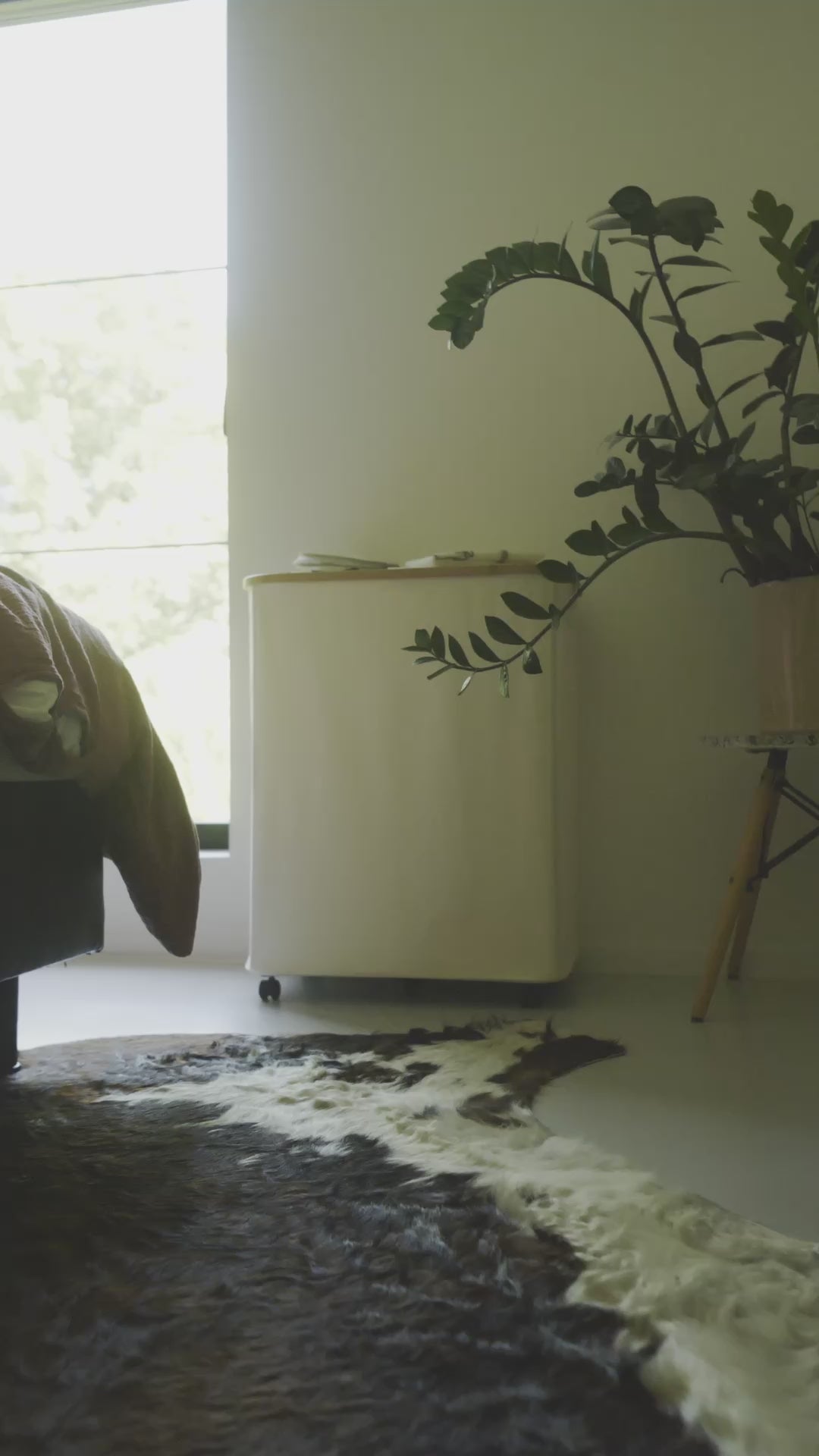 Wasmand 2 Vakken op wielen - 140L Beige
